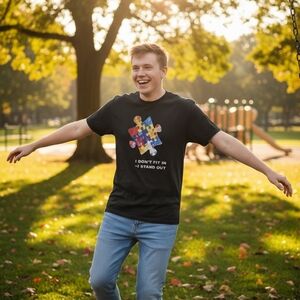 Men's Black Puzzle Graphic T-Shirt